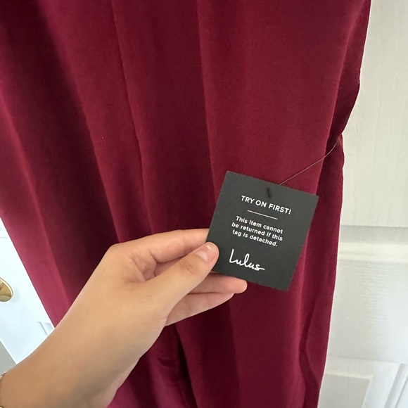 Lulu’s Kiska Burgundy Lace Wide-Leg Jumpsuit | Size M - Picture 4 of 9